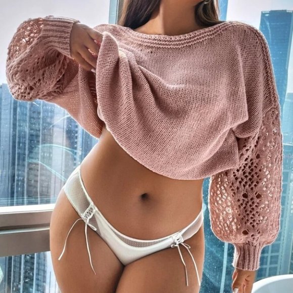 Pink Plus Size Knit Sweater Top - Picture 4 of 4